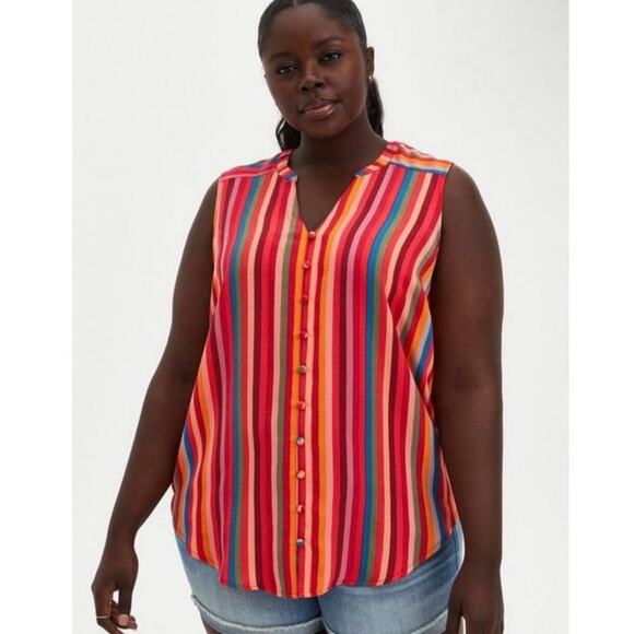 Torrid Harper Gauze Button-Front Sleeveless Blouse - Picture 1 of 9